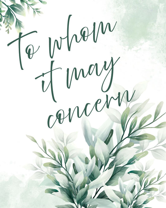 To Whom It May Concern, Digital Copy
